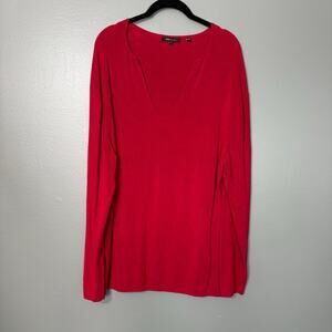 BCBGMaxAzria Women's Bold Bright Red Long Length Knit Top - Size XL - Minimalist
